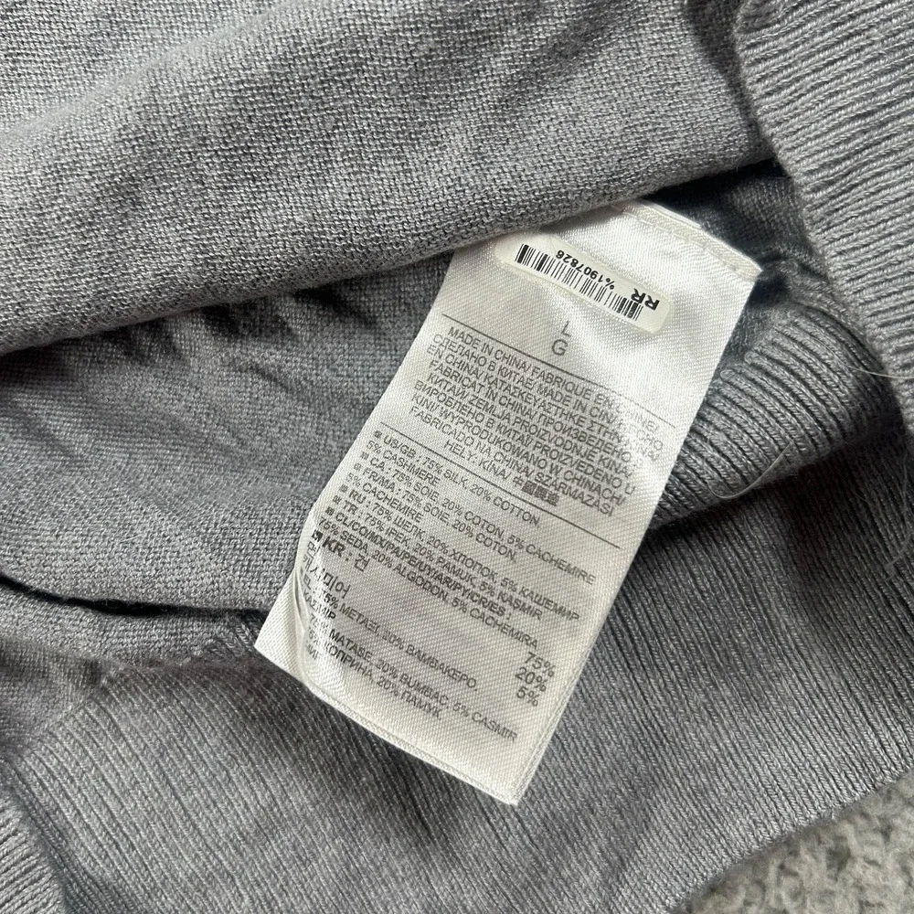 Banana Republic Sweater Mens Large Gray‎ V Neck Silk Cotton Cashmere Lightweight